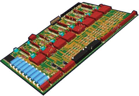 Трехмерное сгенерированное изображение платы с деталями